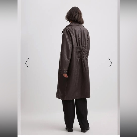 Big Collar Worn PU Oversized Jacket in S/4 - Picture 4 of 4